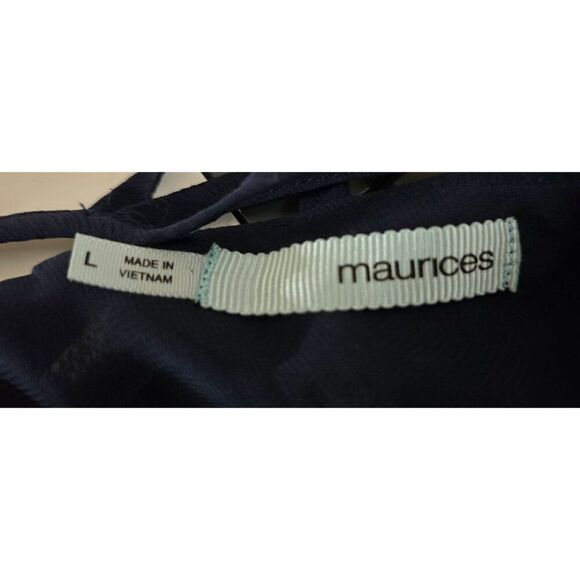 Maurices Navy Blue Embroidered Sleeveless Tank W Strappy Back & Buttons Y2K - Picture 6 of 6